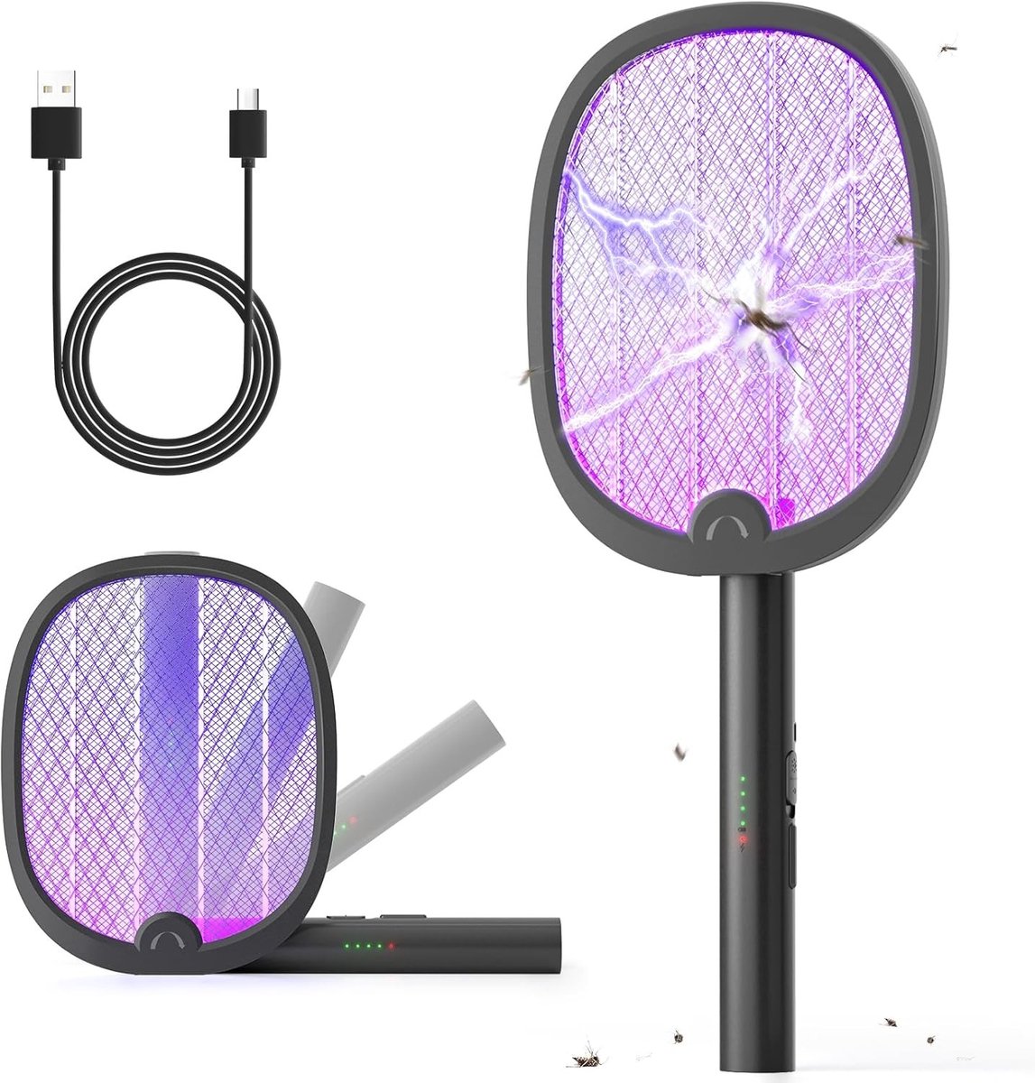 Vliegenlamp - Zwart - Oplaadbare Elektrische Muggenmepper met USB-C - 1800 mAh Batterij - Voor Binnen en Buiten