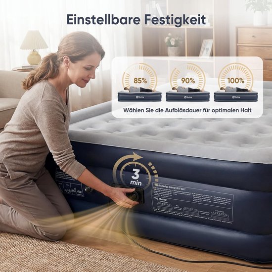 Luchtbed 2 Personen 203x152x46cm - Zelfopblazend met Geïntegreerde Pomp - Instelbare Hardheid - Stabiel & Snel Opblaasbaar - Logeren & Camping — afbeelding 5
