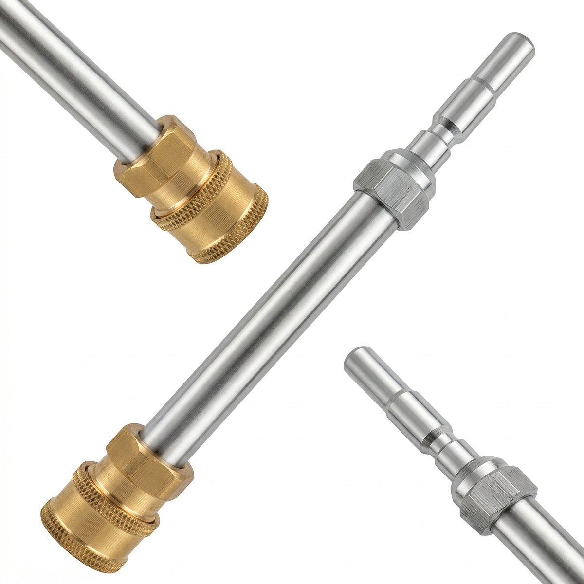 Rosfix Hogedruklans Vervanging - 1/4"" QC Adapter RVS/Messing - 16 cm 275 bar - Geschikt voor Kränzle