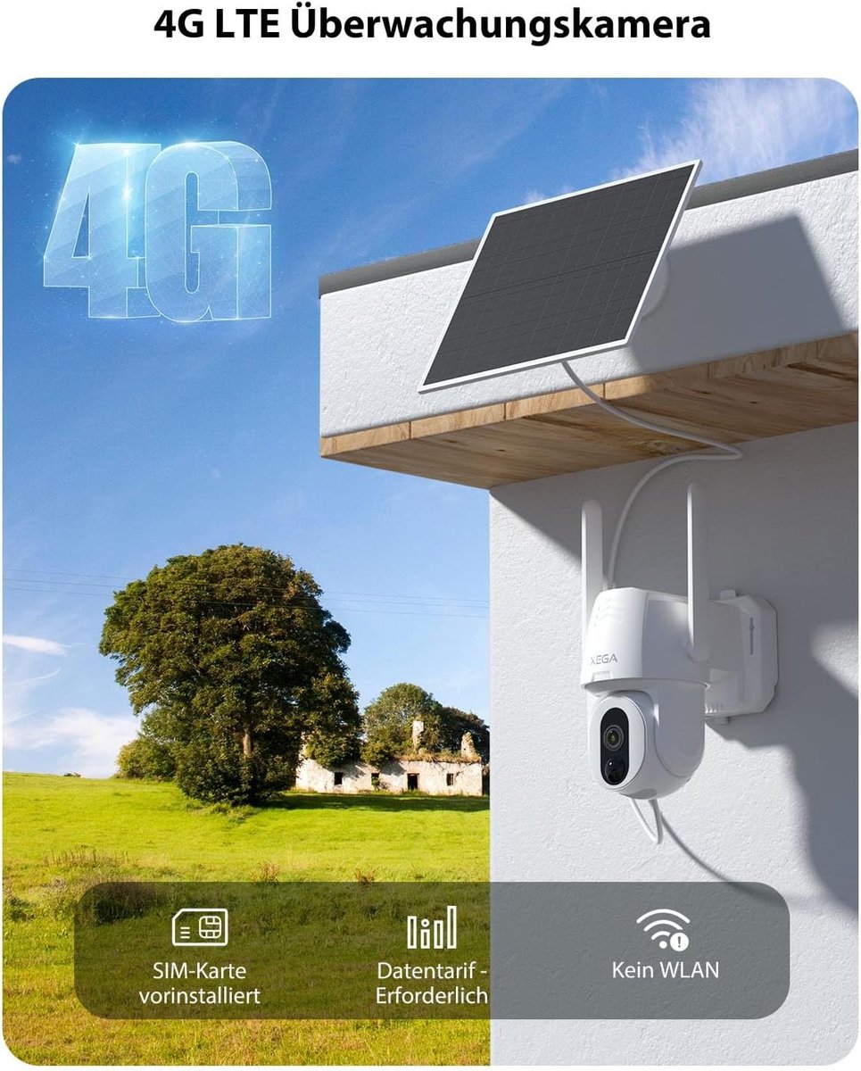 Wildcamera - Zwart - 3 MP HD - Solar Draadloze Beveiligingscamera met 4G SIM en Bewegingsdetectie - Voor Buiten