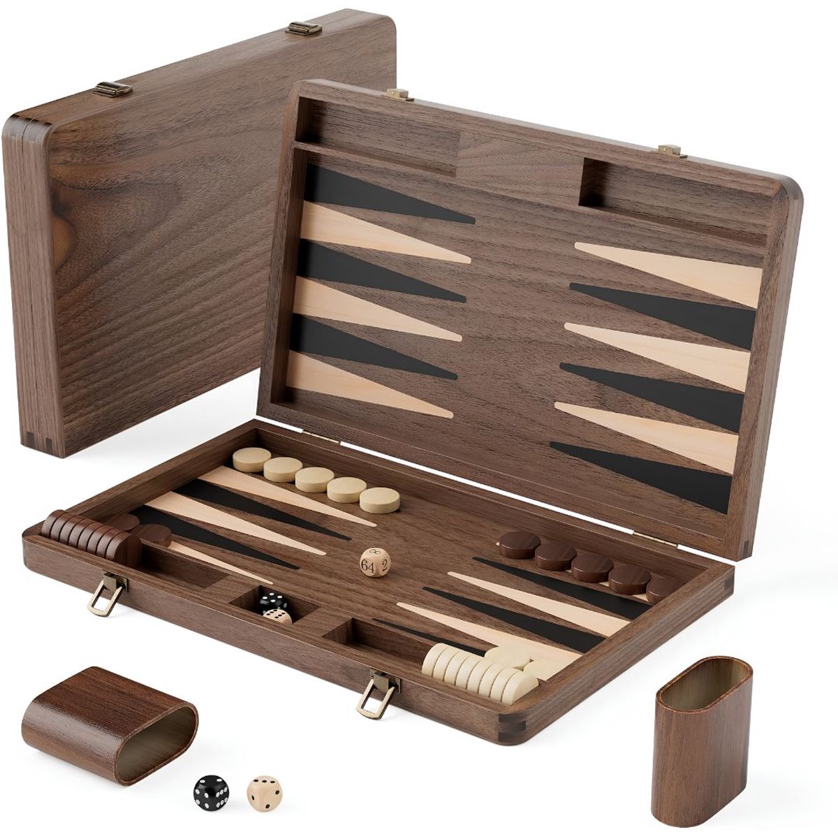 SP® Backgammon - Backgammon Koffer - Luxe Reiseditie - Bruin - 37cm x 23cm x 1cm