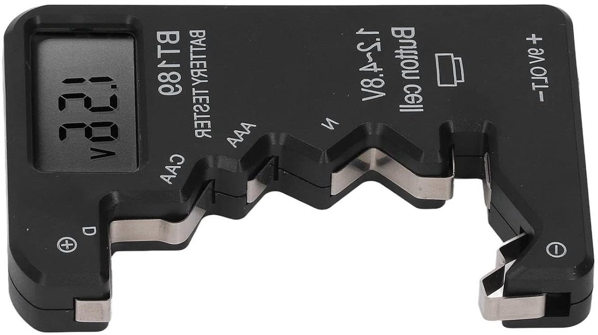 Batterijtester Digitaal - Batterijchecker Capaciteitstester - Batterijen Controleren - Brede Compatibiliteit - Compact Formaat - Zwart