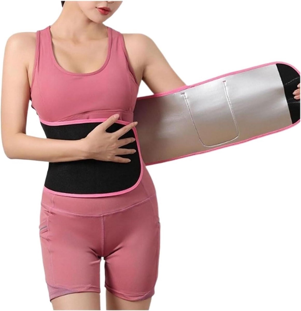 Buikgordel Taille Trimmer - Taille Trainer - Lichaamsvorming - Verstelbare Zweetband - 110cm x 20cm - Zwart