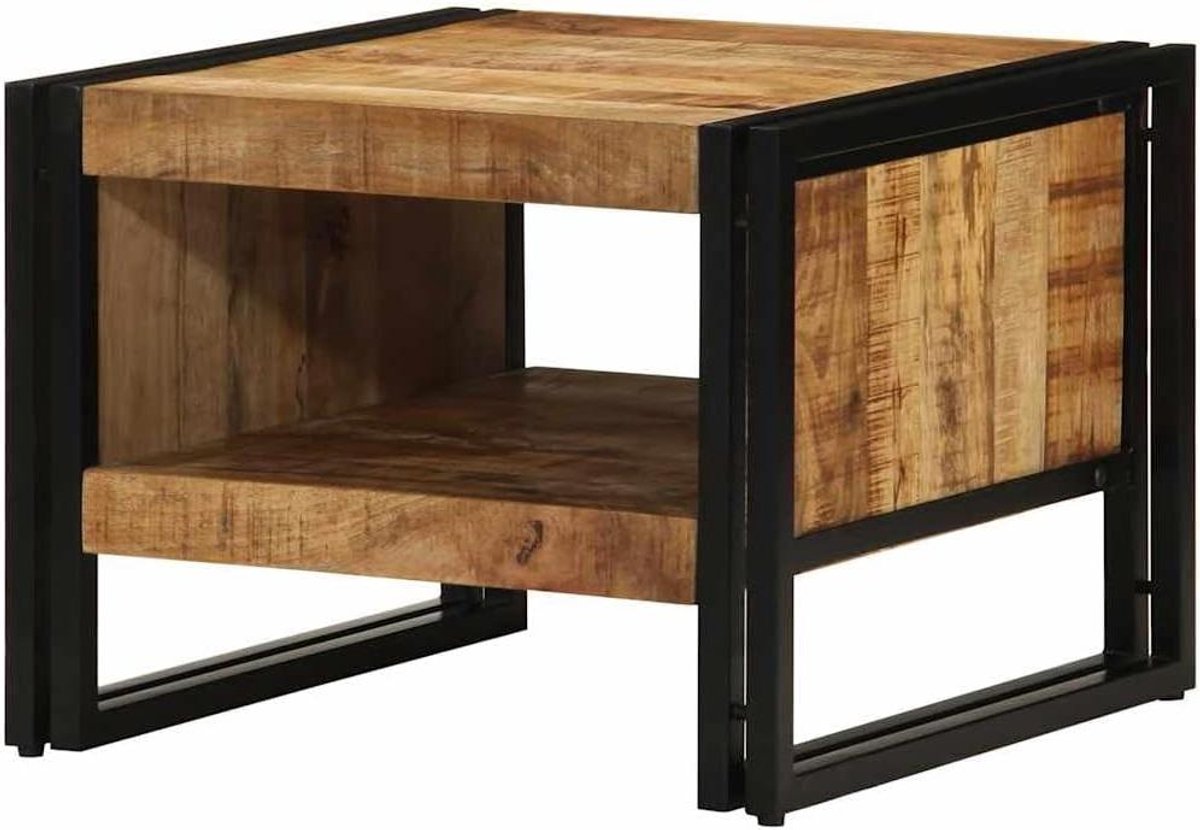 Salontafel Massief Hout - Bijzettafel Hout - Woonkamer Decoratie - Unieke Houtnerf - 50 x 50 x 38 cm - Bruin