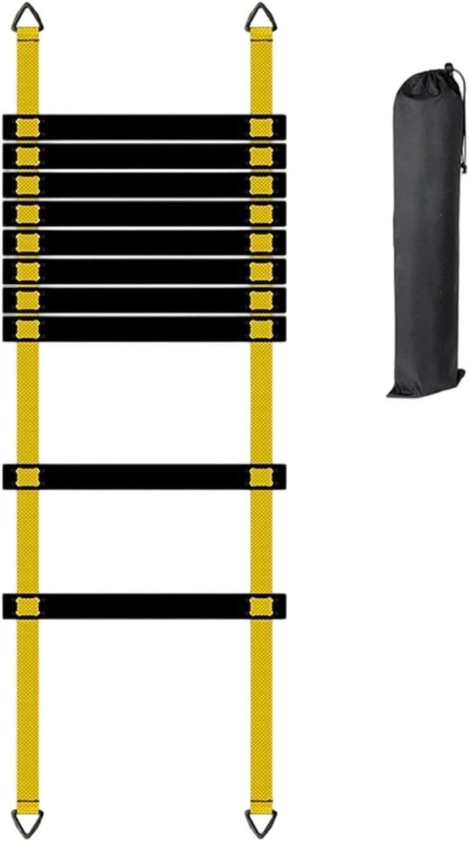 Coördinatieladder Fitnessapparaat - Agility Ladder Trainingsladder - Voetwerk Verbeteren - Duurzaam PP en Nylon - 5 Meter 10 Treden - Geel