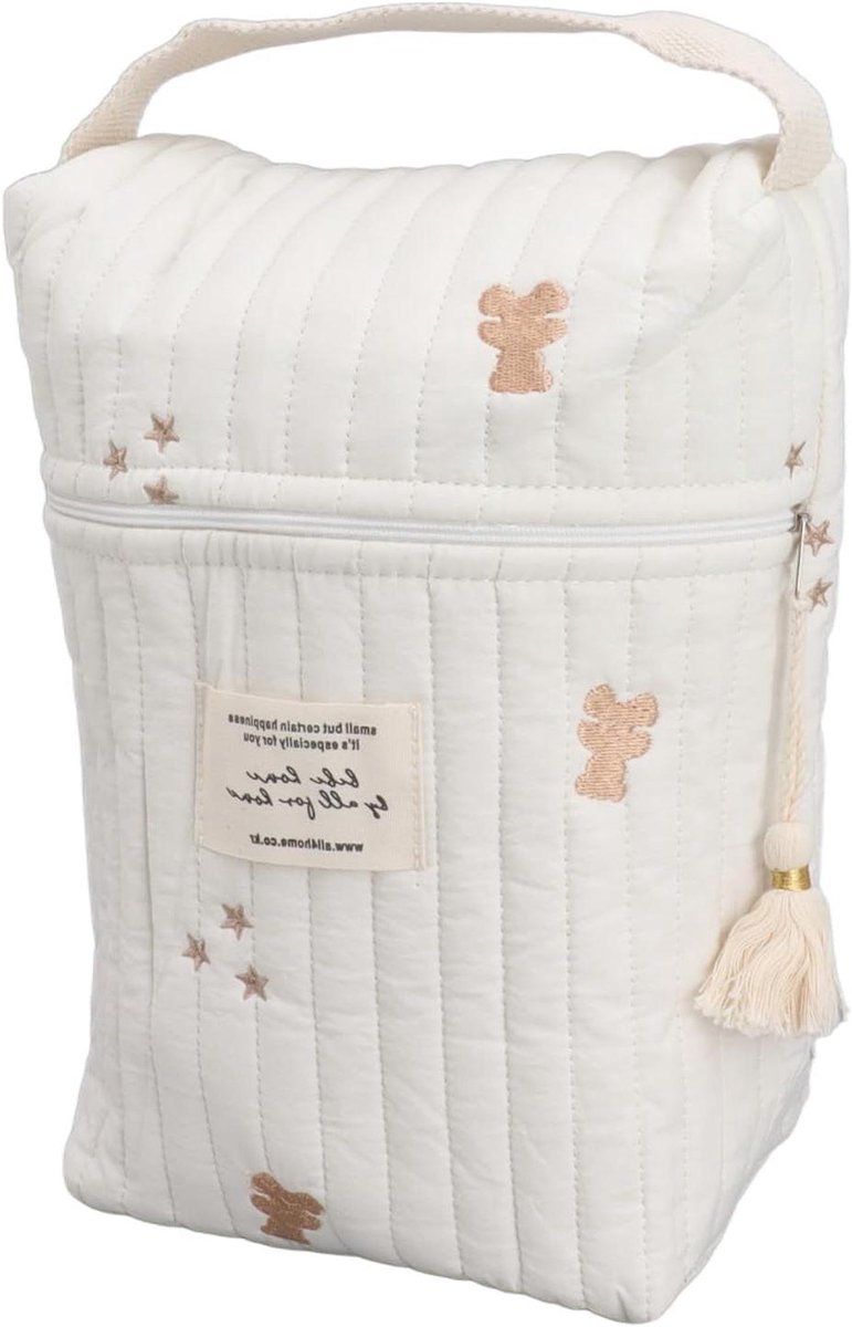 Geborduurde Luiertas - Baby Organizer Tas - Baby Benodigdheden Opslag - Katoen Gewatteerd Ontwerp