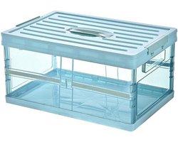 Opvouwbare Opbergdoos - Opbergkrat Utility Krat - Auto Reis Organisatie - Met Deksel Ruimtebesparend - 30 Liter 42x28x21cm - Blauw