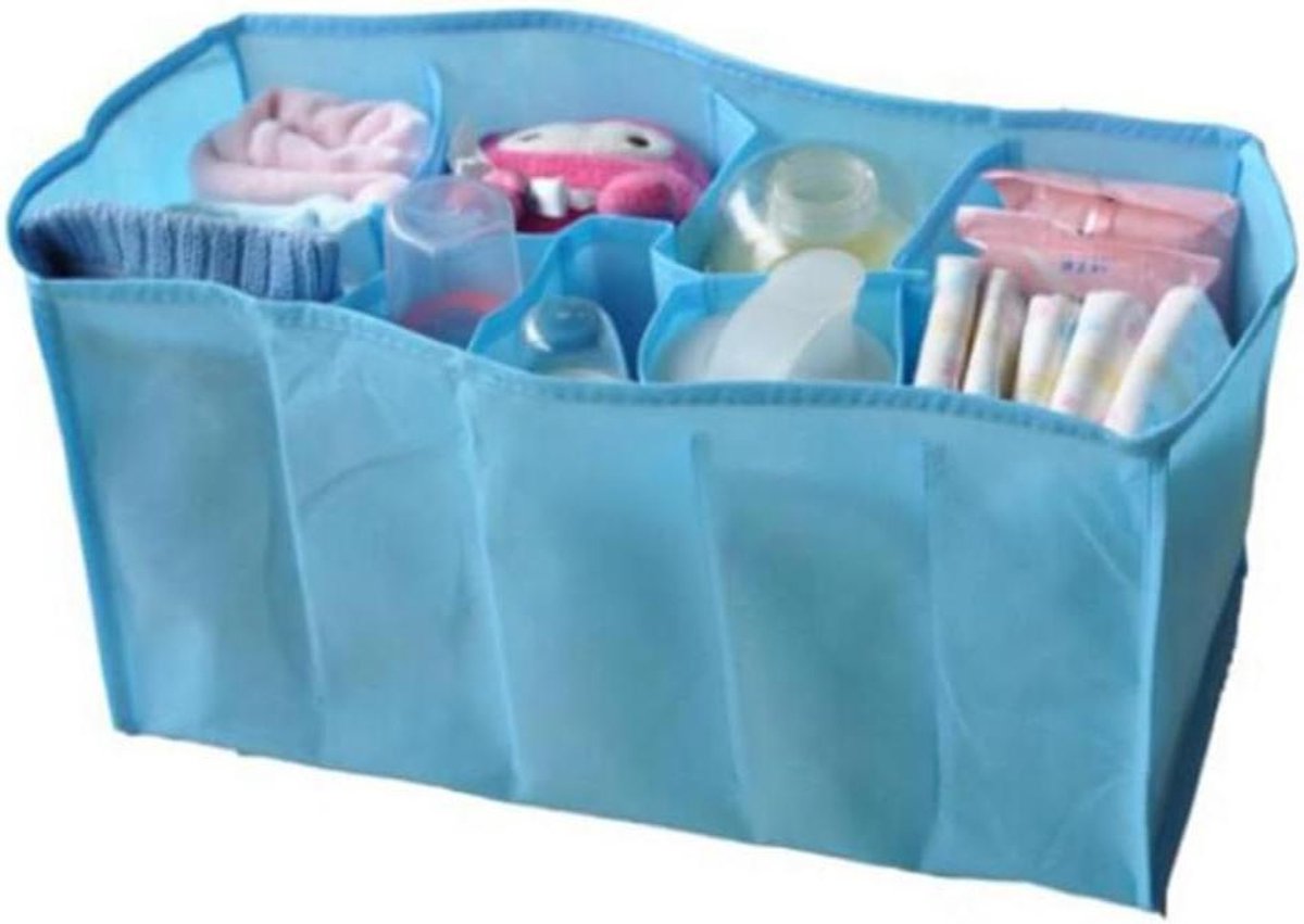 Luiertas Organizer - Babytas Mama Tas - Babybenodigdheden Meenemen - Zeven Compartimenten - 37x18x20 cm - Blauw