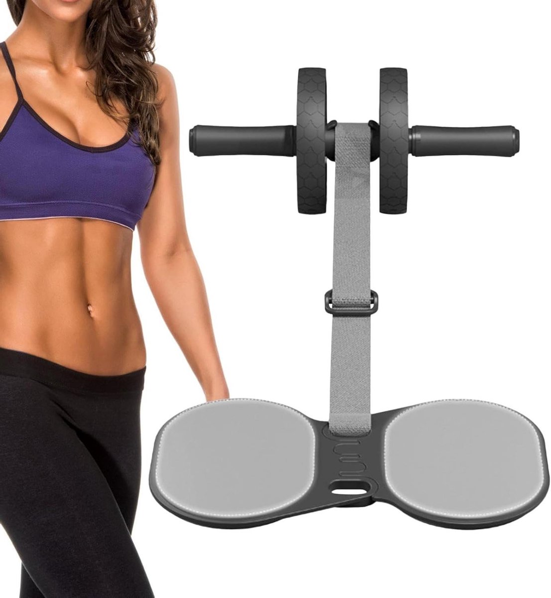 Abdominal Roller - Buikspierwiel Fitnesswiel - Core Training - Multifunctioneel Ontwerp - 129x36cm - Zwart