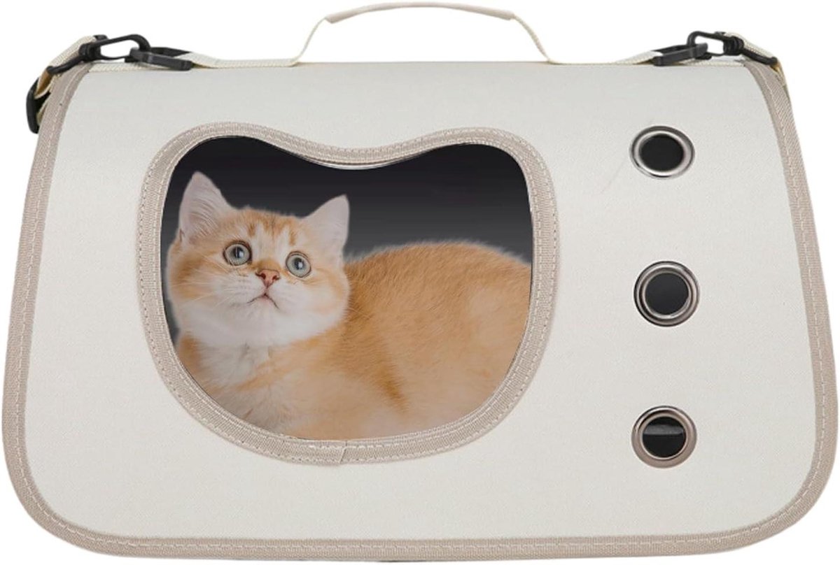 Draagtas Kleine Hond - Reistas Huisdier - Veilig Transport - Ademende Mesh Panelen - 40x26x26 cm - Wit
