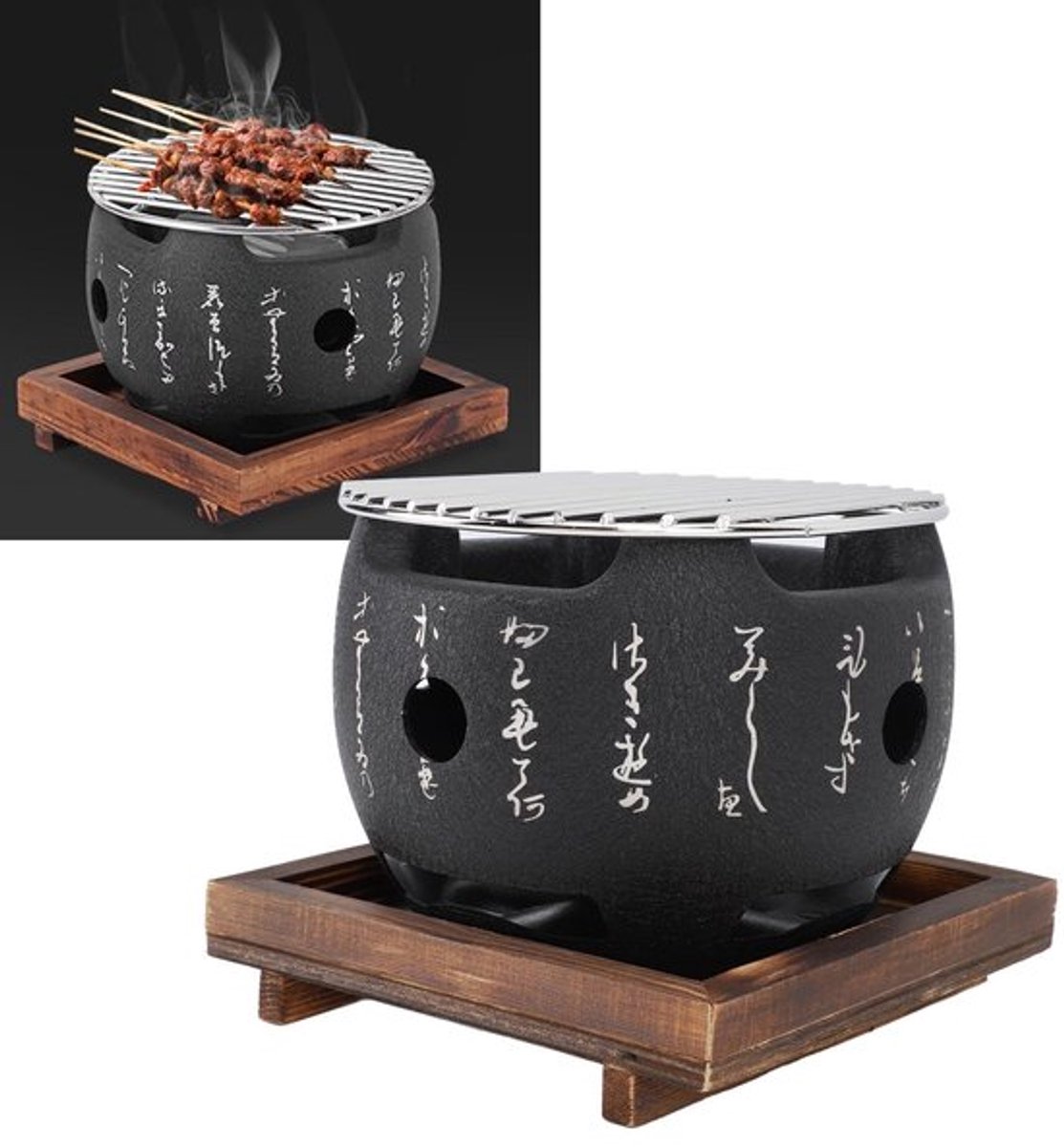 BBQ Grill Mini Draagbare Japanse Stijl - Aluminiumlegering - Houtskoolfornuis - Snelle Verwarming - Grillrooster - Compact Ontwerp - Barbecue