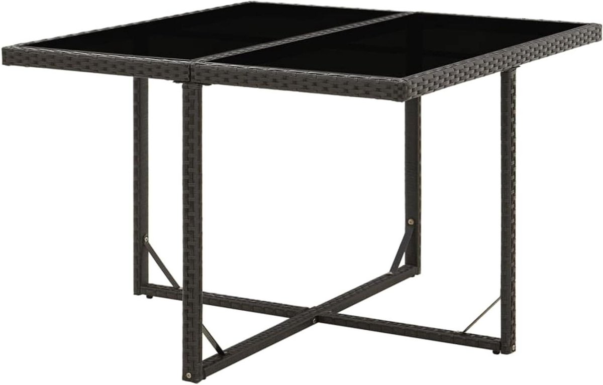 Tuintafel - Balkontafel eettafel - Buiten eten - Weerbestendig rotan - 109 x 107 x 74 cm - Zwart