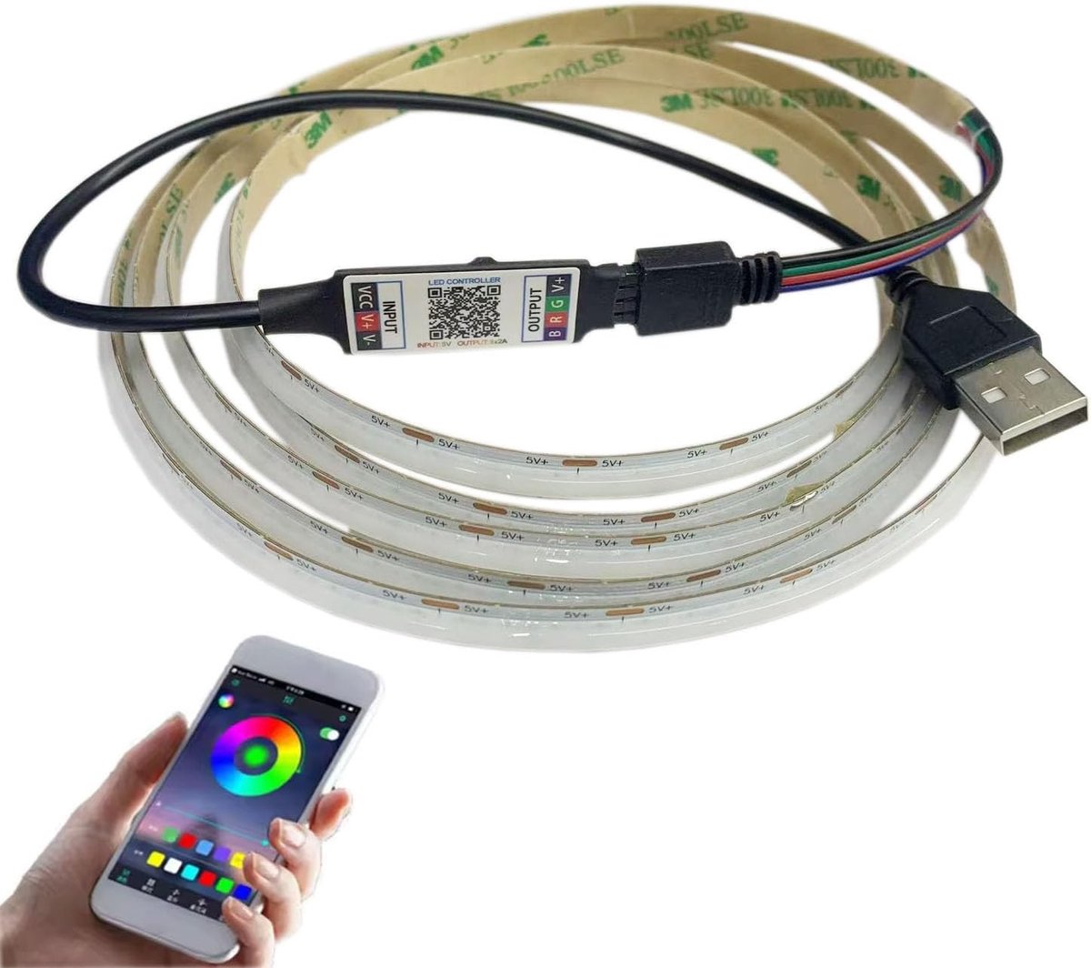RGB LED Strip Verlichting met Bluetooth Muzieksynchronisatie voor Woondecoratie (5V, 1m)