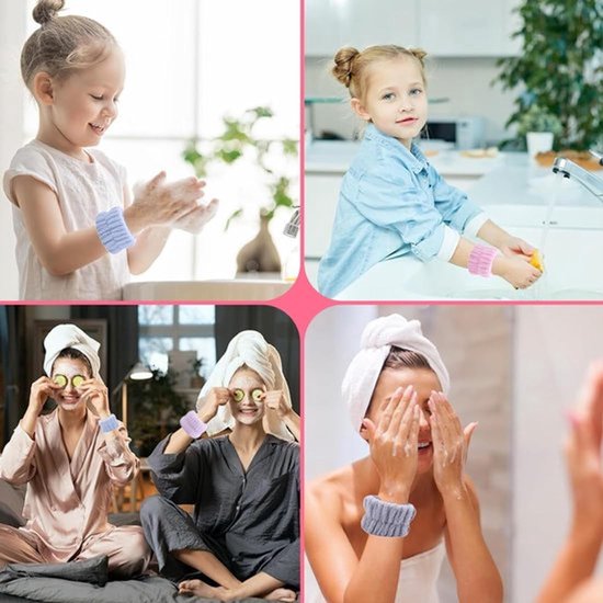 Polsbandages Ademend - 4 Paar Microvezel - Elastische Handdoek - Sporthoofdbanden - Douchegebruik - Steun voor Pols - Wasbanden — afbeelding 4