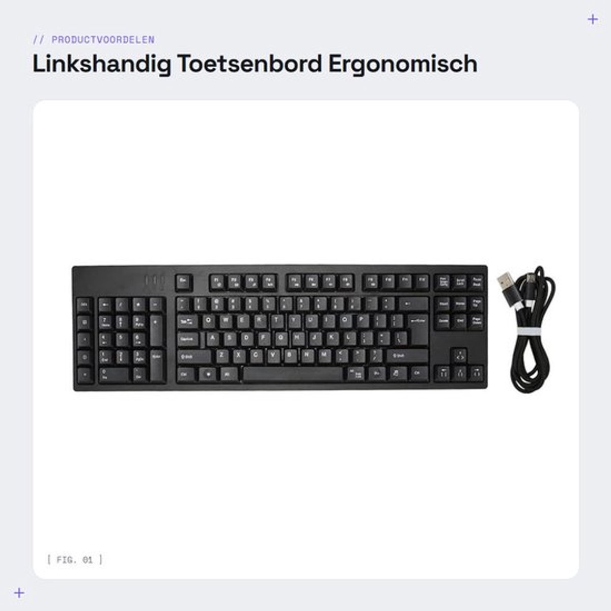 Linkshandig Toetsenbord - Ergonomisch Toetsenbord - Plug-and-play voor Bedrijven - 109 Toetsen - Perfect voor Accountants - Ideaal voor L...
