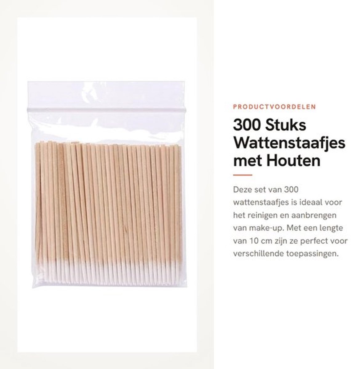 Wattenstaafjes 300 stuks - Houten Stokjes - Micro-applicatorborstels - Reinigingsstaafjes - Wimperverlengingen - 10 cm Lang - Make-up Remover