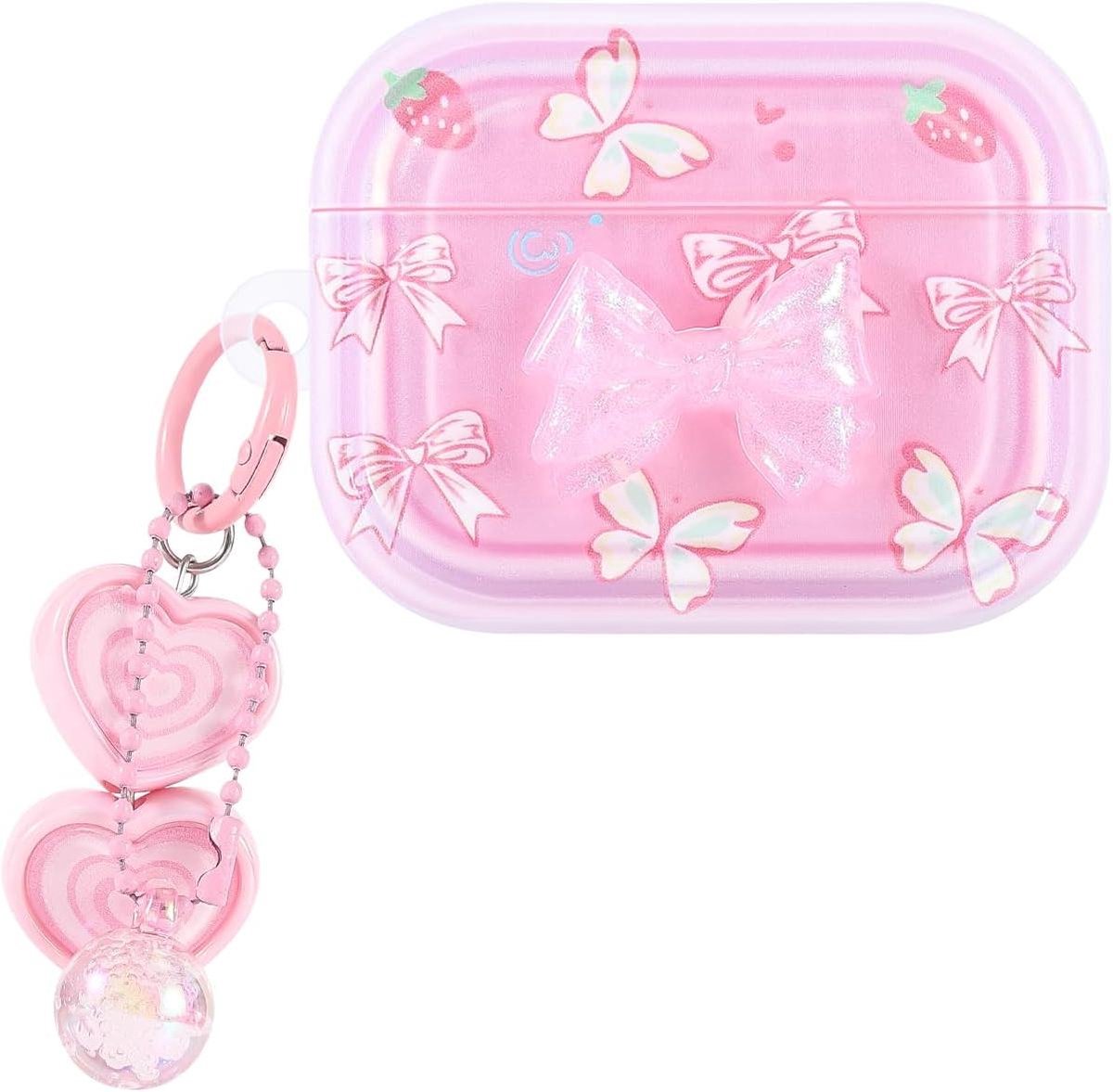 AirPods Pro 3 Hoesje - Beschermhoes Koptelefoon - Oordopjes Beschermen - Kristal Strik Patroon - 1 cm dik - Roze