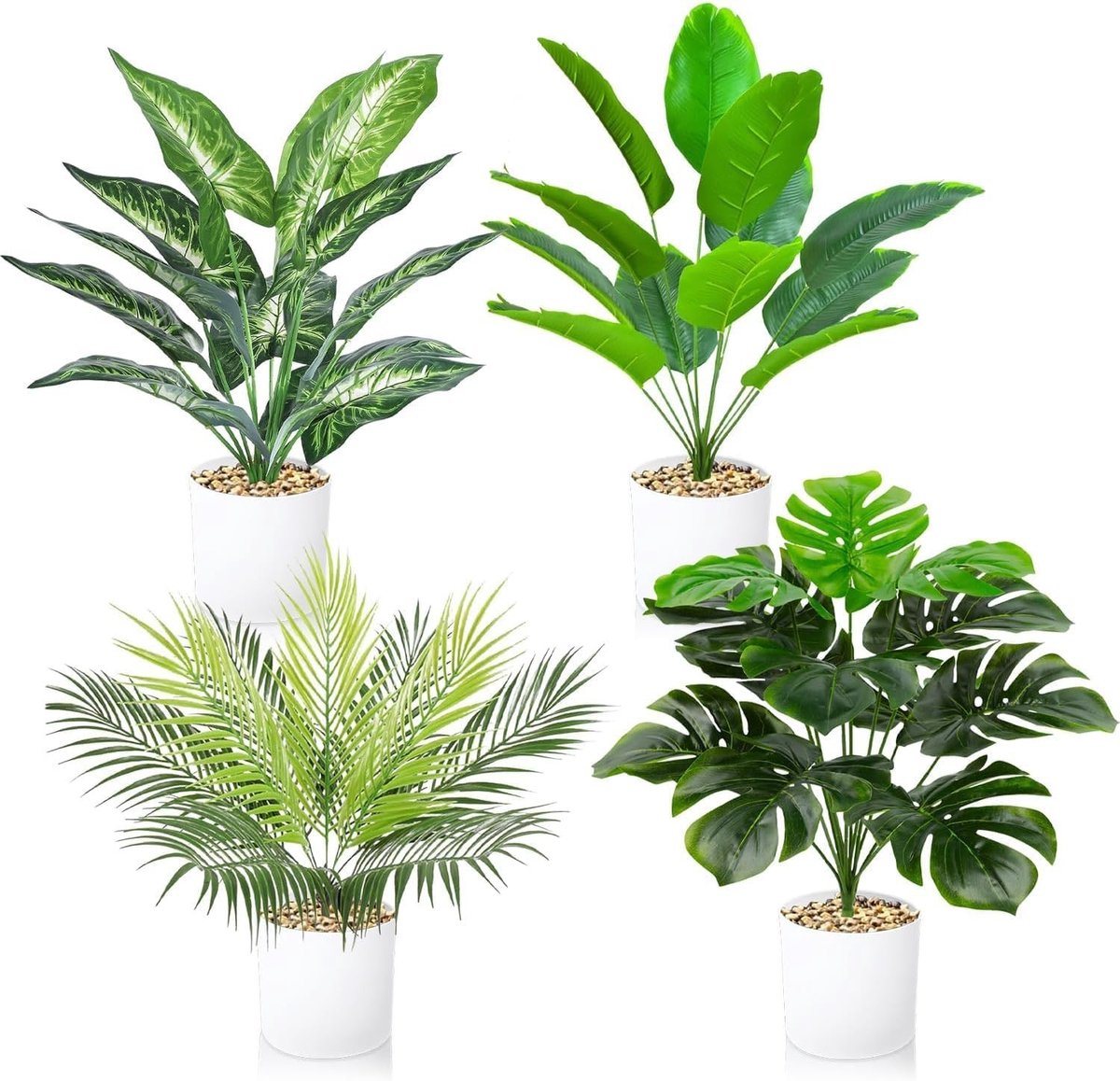 Kunstvetplanten met pot - Groen - 40 cm - Realistische Plastic Kamerplanten voor Binnen