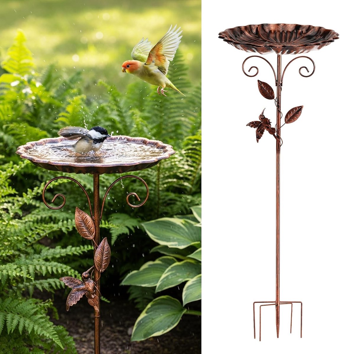 Vogelbad - Grijs - Groot - Vrijstaand Vogelbad voor Buiten - Voor Tuin en Balkon