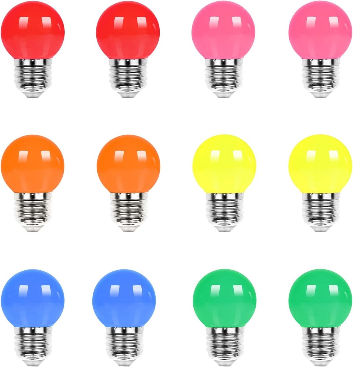 Kleurrijke Gloeilampen - Rood - G45 - Energiezuinige LED Lampen voor Feestverlichting - Verpakking van 12 Stuks