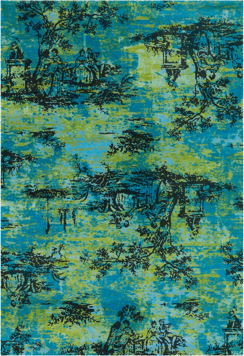 Padiro laagpolig vloerkleed 170 x 240 cm - turkoois - modern abstract design - geschikt voor vloerverwarming - van modacryl