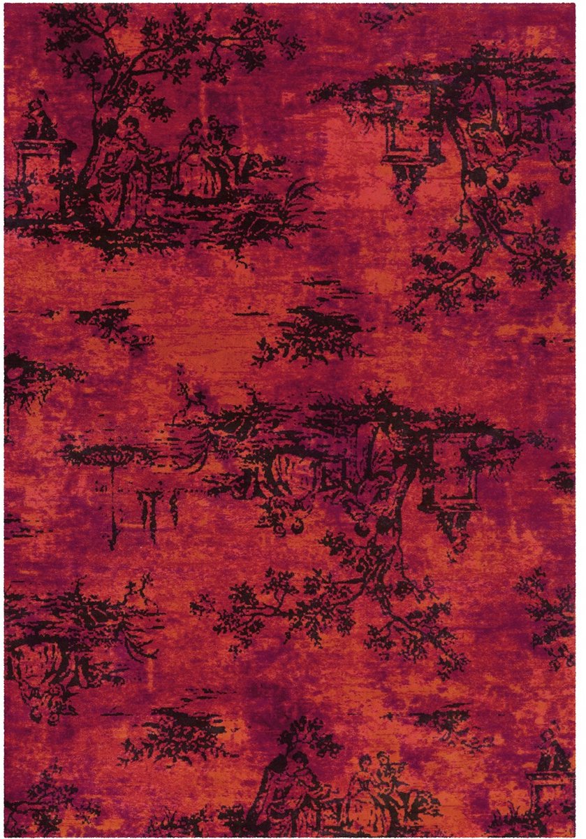 Padiro vlakgeweven vloerkleed 120 x 180 cm - rood - modern abstract design - geschikt voor vloerverwarming - van modacryl