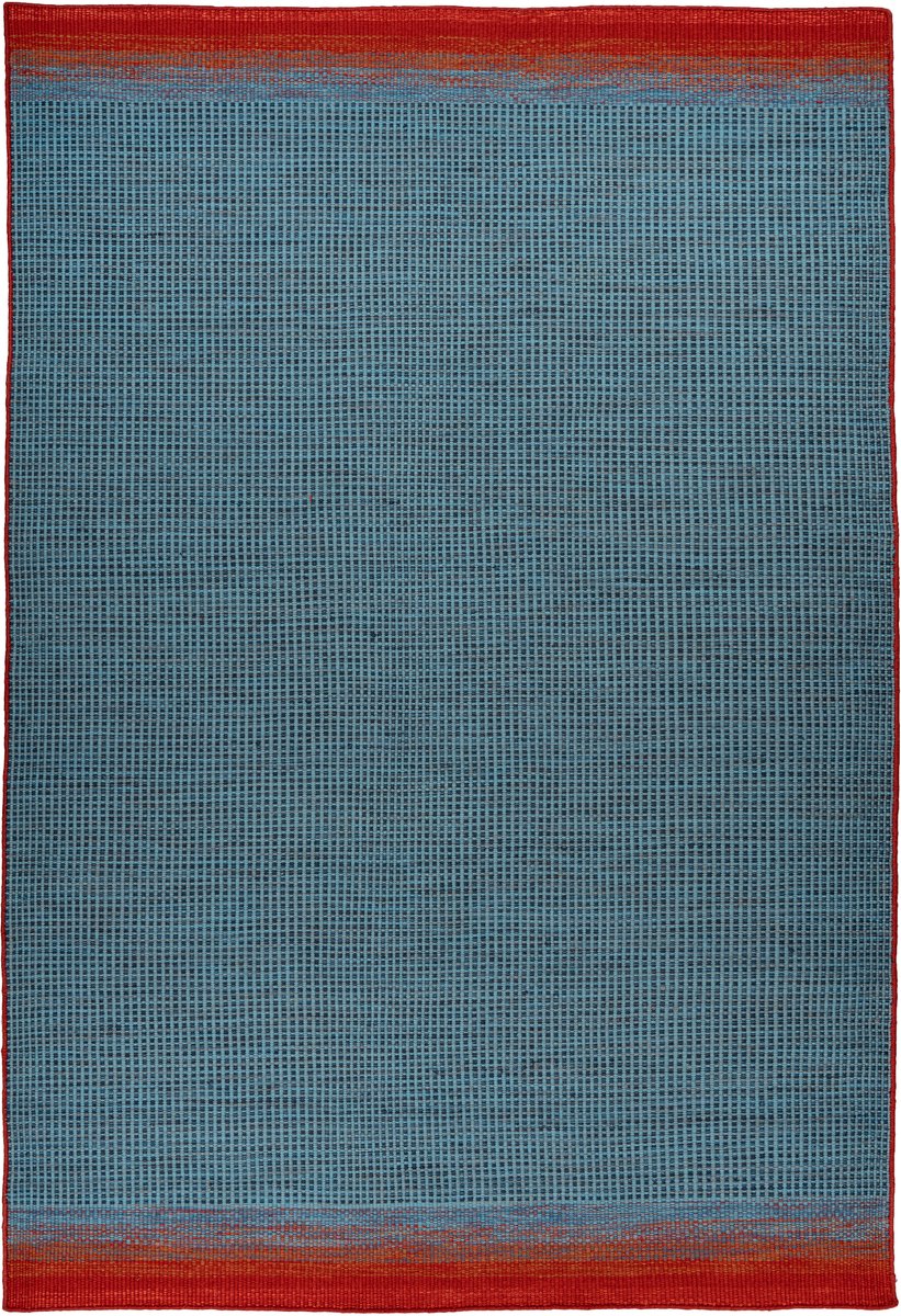 Padiro laagpolig vloerkleed 200 x 300 cm - blauw - modern effen design - geschikt voor vloerverwarming - van wol en katoen en viscose
