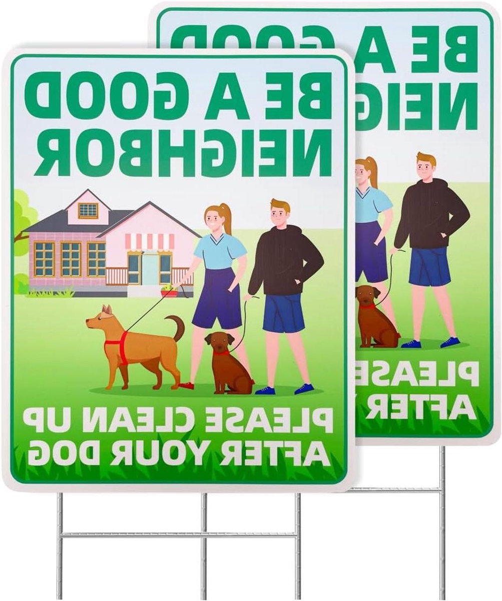 Opruimen na hond borden - Hondenpoep borden - Tuin waarschuwing - Dubbelzijdig bedrukt - 30 x 23 cm - Meerkleurig