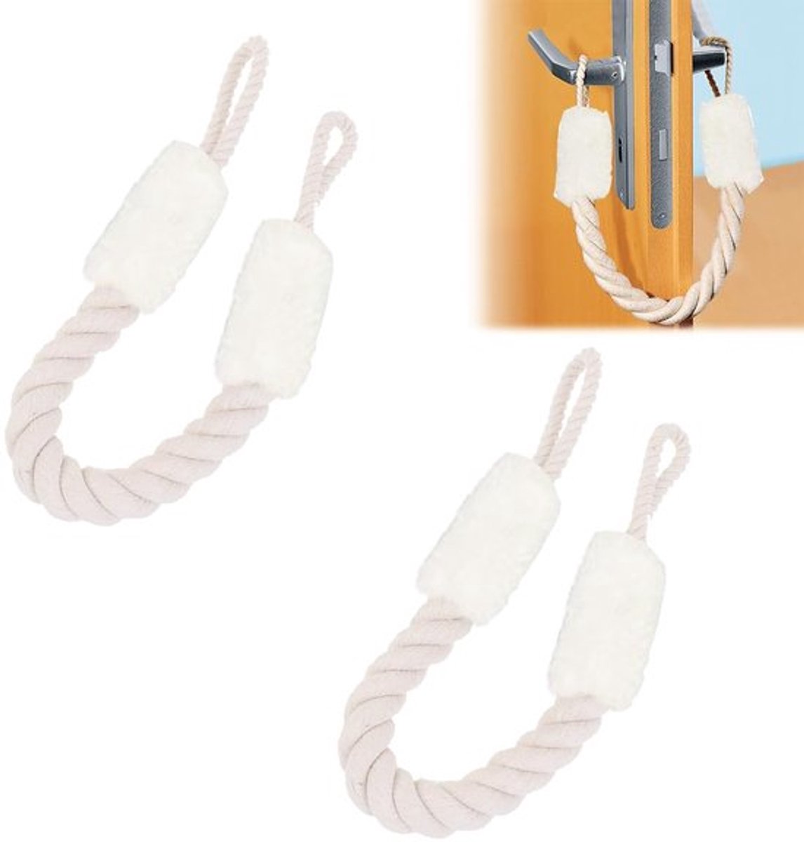 Deurkoord 2 Stuks - Deurstopper - Katoenen Deurbuffer - Klembescherming - Decoratieve Deurvastzetter - Geschikt voor Kinderen en Huisdieren