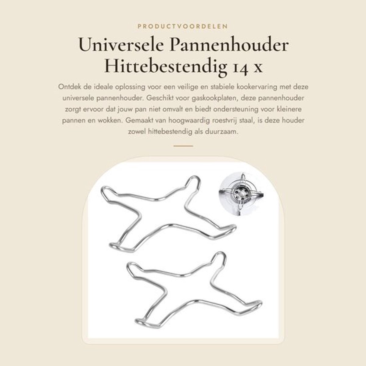 Verloopstuk 2 Stuks - Roestvrij Staal - Hittebestendig - Pannenhouder - Onderzetter - Gasfornuis 14 x 14 cm