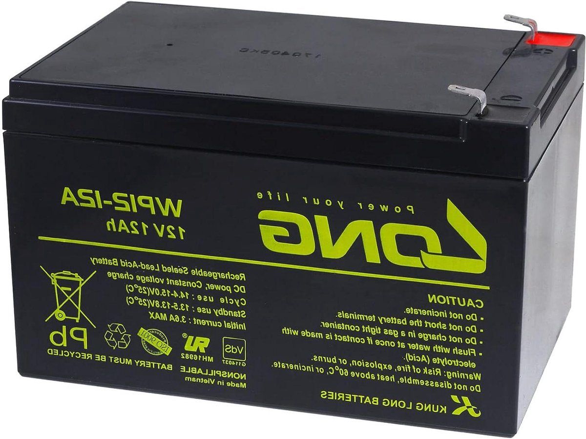 Vervang Accu - Reserve Batterij - Energievoorziening - Oplaadbaar en Onderhoudsvrij - 12V 12Ah - Zwart