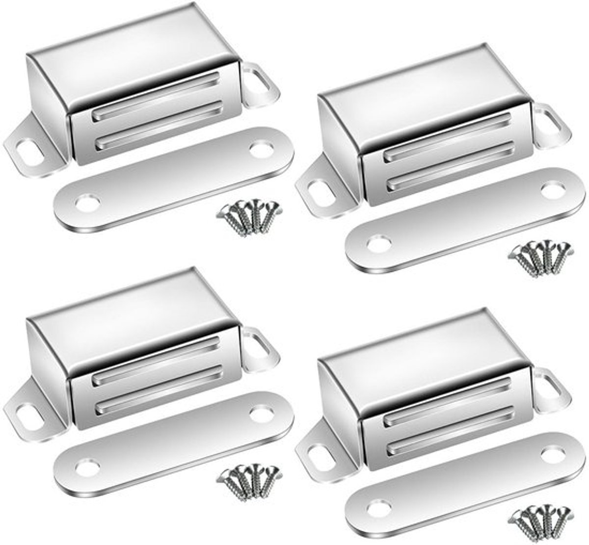 Deurmagneet sterke sluiting 14 kg - Magneetsluiting kastdeur - Magneetsluiting deur - Roestvrij staal - Magneetsluiting meubels - 4 stuks