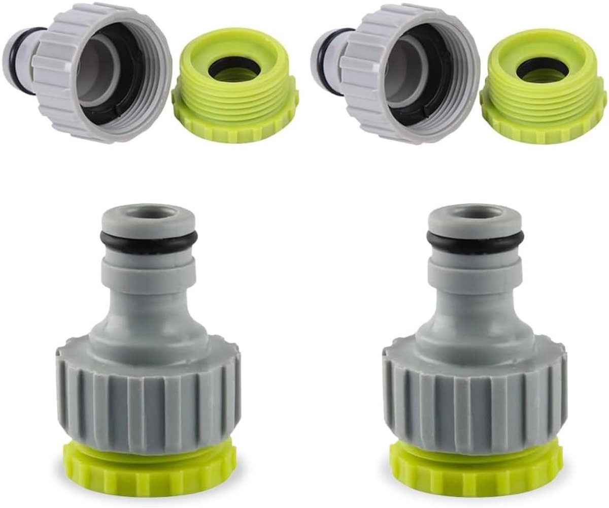 Kraanverbinders - Kunststof - 1/2 inch en 3/4 inch - 2-in-1 Kraanaansluiting voor Tuinslangen