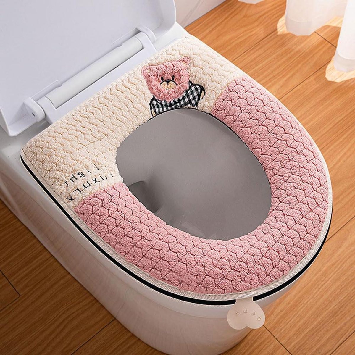 Toilet Brilhoes - Toilet Seat Cover - Comfort Verhoging - Zacht Pluche Materiaal - 42 x 38 cm - Roze