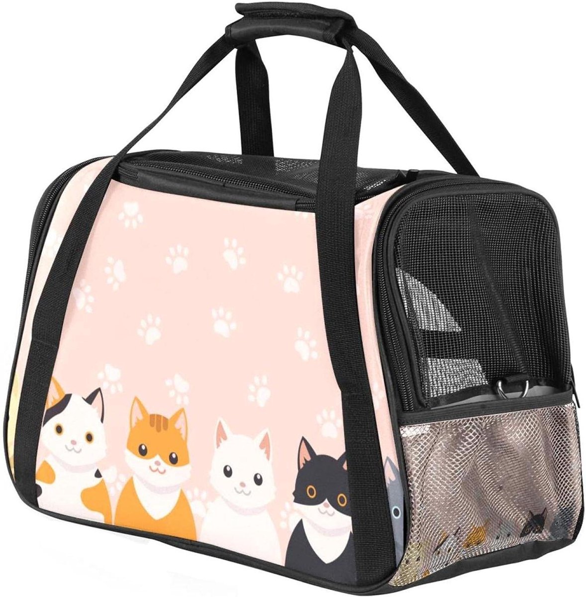 Reisdraagtas voor Dieren - Reismand Kat Hond - Veilig Reizen - Drie-weg Ventilatie - 43x25x30 cm - Multicolor