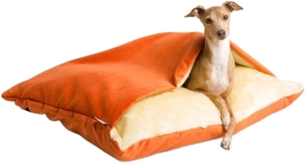 Huisdier Bed - Huisdier Mand Hondenkussen - Comfortabel Slapen - Anti-slip Bodem - 65x50x23cm - Oranje