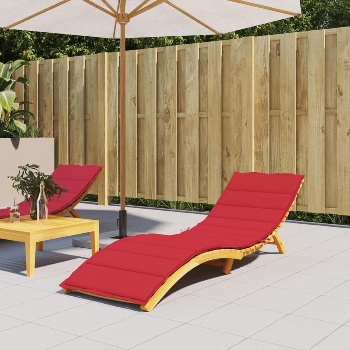 Tuinzitkussen Stof - Ligstoelkussen Tuinmeubel - Comfortabel Loungen - Waterdichte Ademende Stof - 200 x 60 x 3 cm - Rood