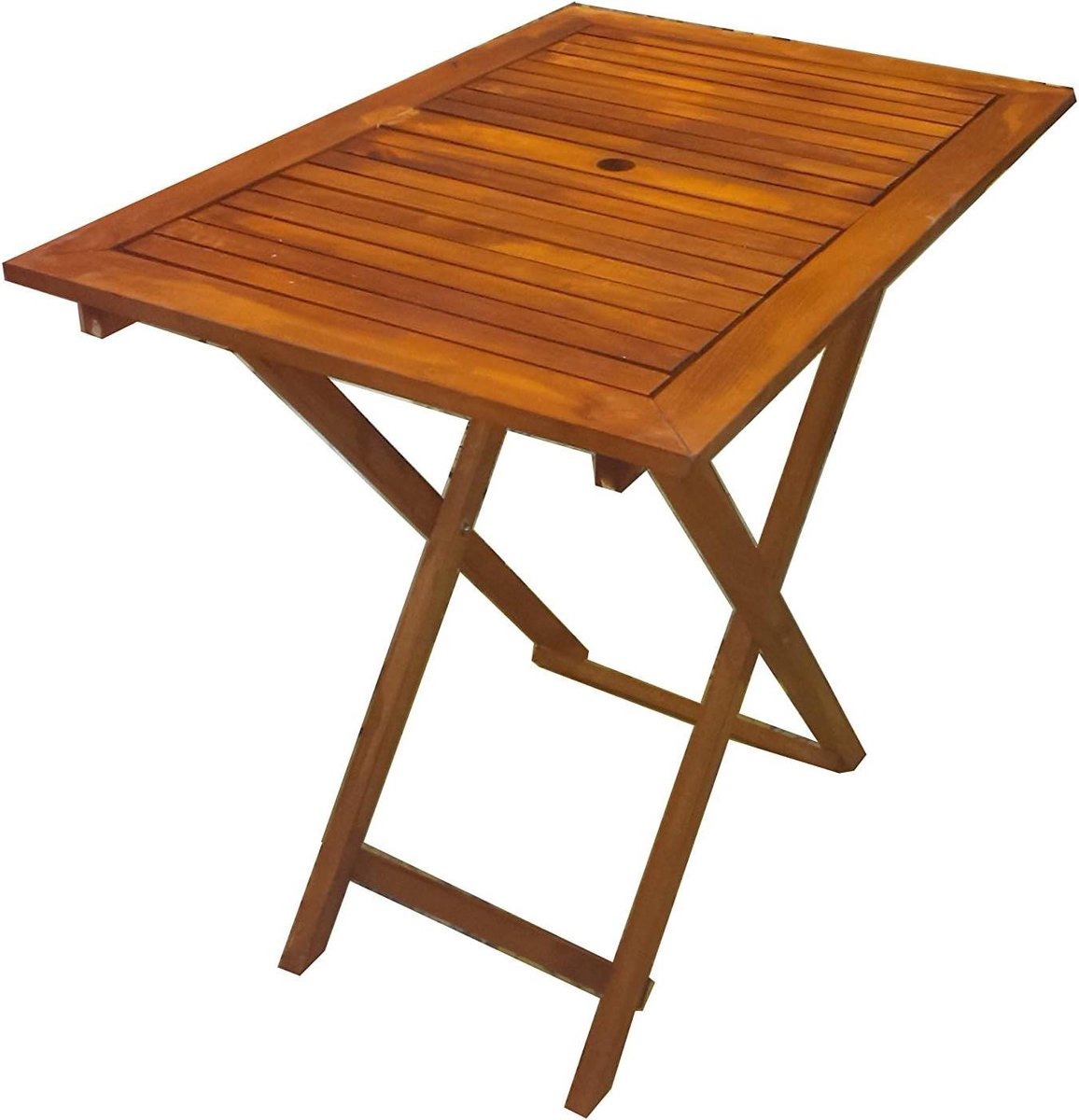 Houten Klaptafel - Draagbare Tafel - Terras Gebruik - Met Paraplugat - 120x60 cm - Licht