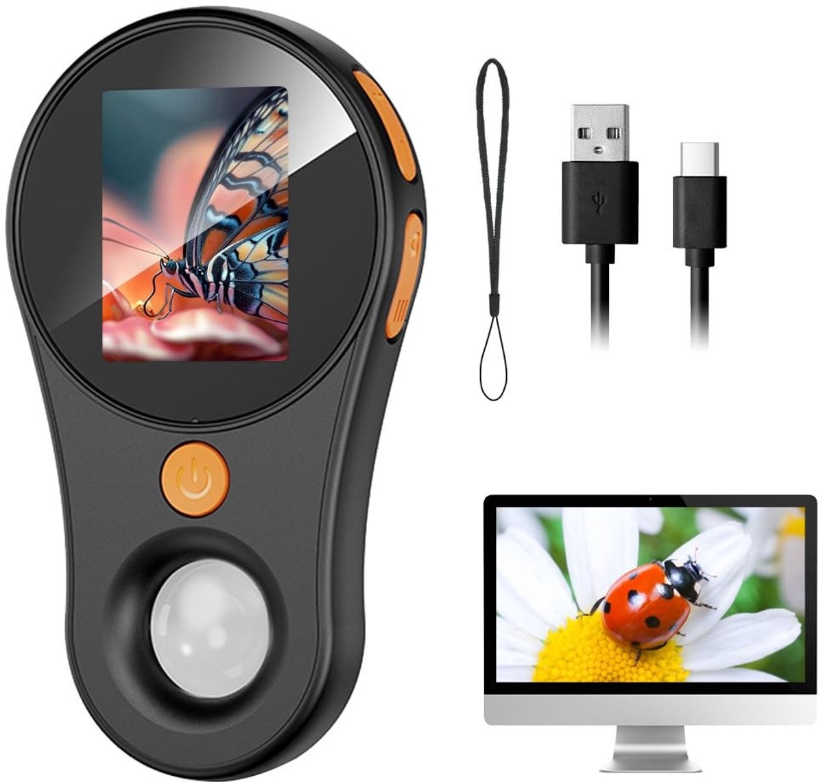 Handmicroscoop - Zwart - 11,6 x 6,6 x 2,1 cm - Digitale Zakmicroscoop met 2 inch Display en 500x Vergroting - Voor Volwassenen