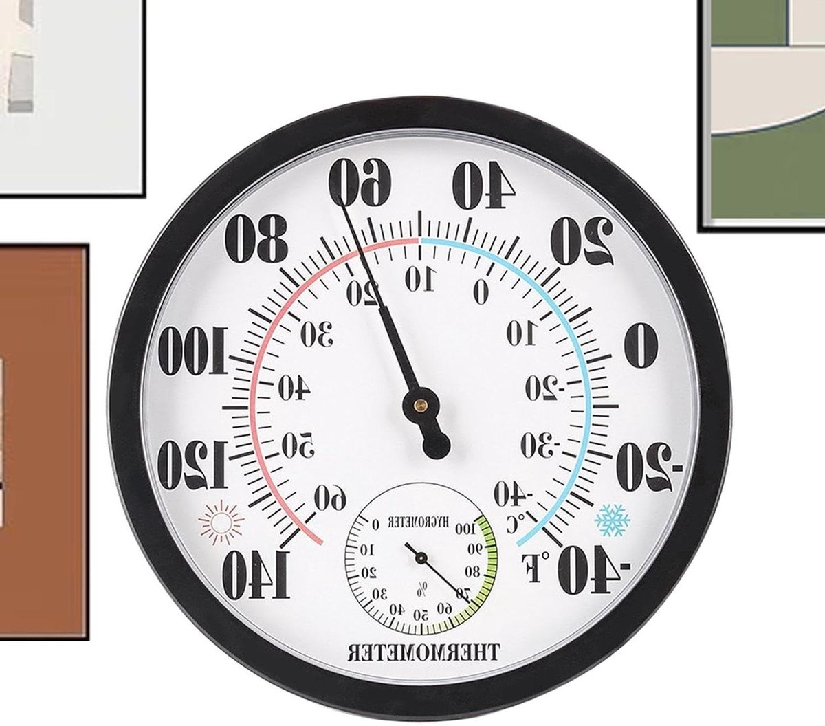 Wandthermograaf Hygrometer - Temperatuurmeter Vochtigheidsmeter - Omgevingsbewaking - Grote Ronde Schaal - 249 cm - Wit