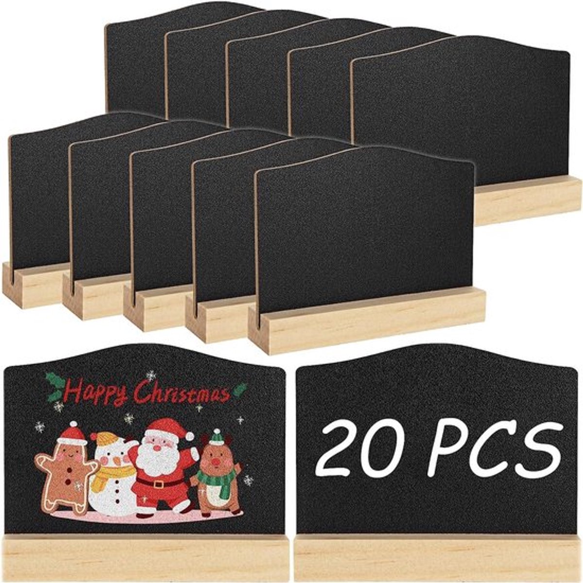 Mini-krijtborden 20 Stuks - Dubbelzijdig - Klein met Standaard - Schoolbordset voor Feestdecoratie - 10 x 7,5 cm - Perfect voor Bruiloft/Verjaardag - Schoolborden