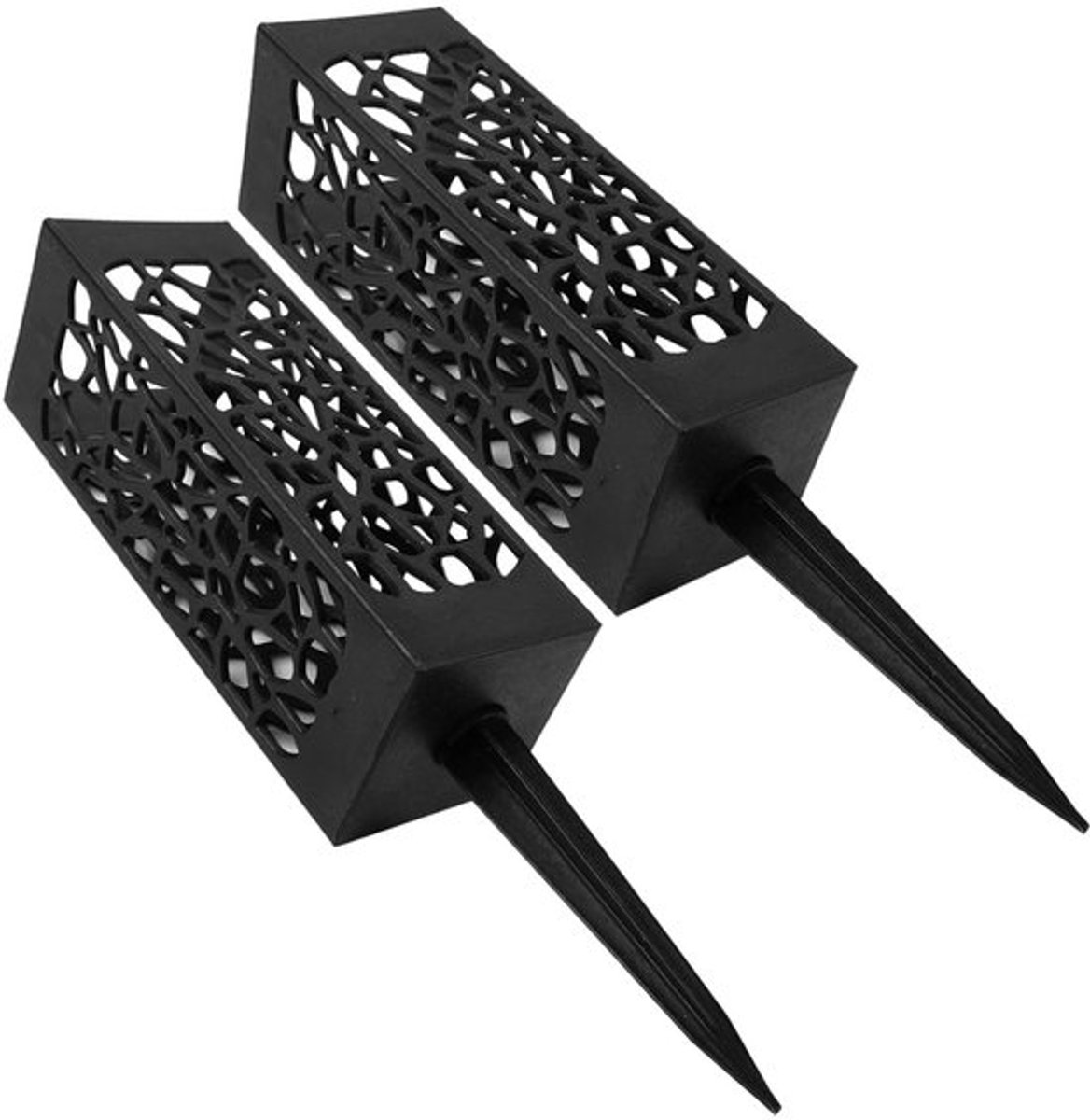 Grafbloemhouder - 2 Stuks - Grafvaas met Steker - Grafdecoratie - Kunstbloemenhouder - Afneembare Spike - Zwart, 28,5x6cm