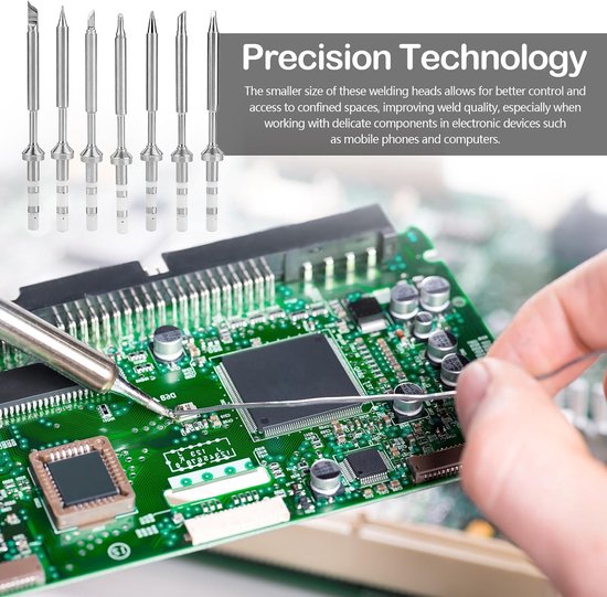 Set van 7 RVS Loodgieterspunten voor Soldeermachine Accessoires - Inclusief TS-KU, TS-B2, TS-D24, TS-BC2, TS-C4, TS-K, TS-I - Perfect voor Precisiewerk en Hobbyprojecten — afbeelding 4
