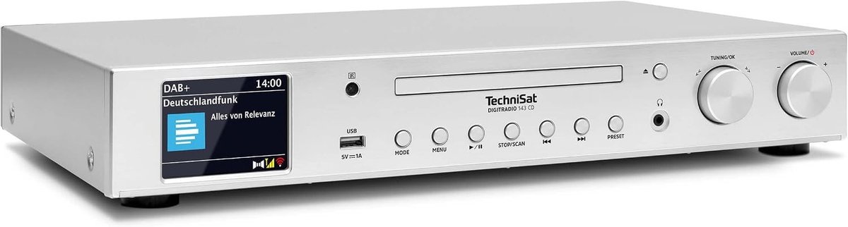 Mp3 speler spotify - Zilver - 29 x 43,5 x 7,5 cm - Digitale HiFi-tuner met CD-speler en WLAN - Voor thuisgebruik