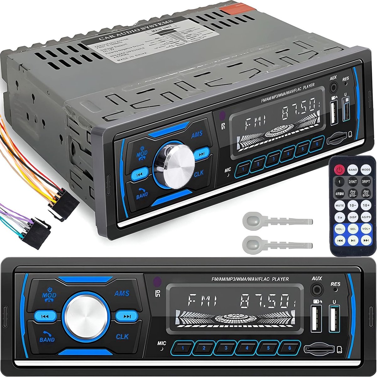 Mp3 speler spotify - Zwart - 1 DIN - Autoradio met Bluetooth Handsfree en 2 USB-poorten - Voor Auto