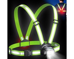Oplaadbaar Hardloopvest - Veiligheidsverlichting Set - Hoge Zichtbaarheid - 360 Graden Reflectie - 500 Lumen - Zwart