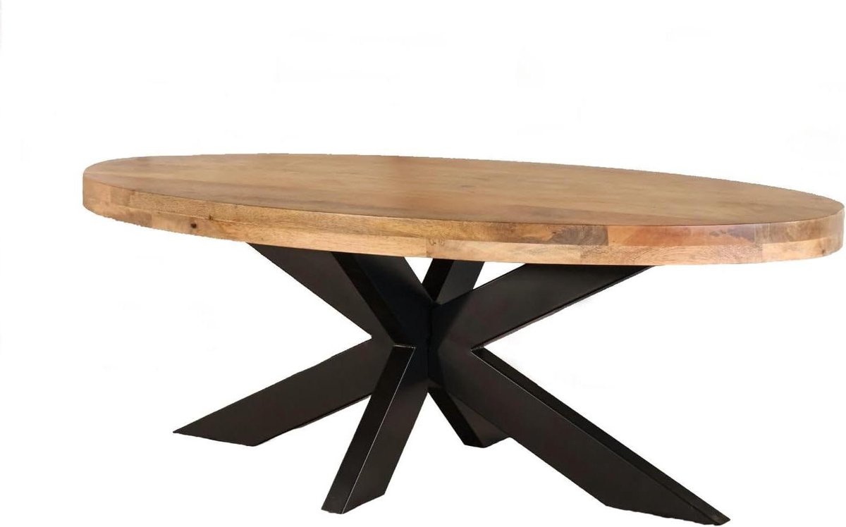 Ovale Salontafel - Bijzettafel Mangohout - Woonkamer Inrichten - Duurzaam Hout - 140cm - Lichtbruin
