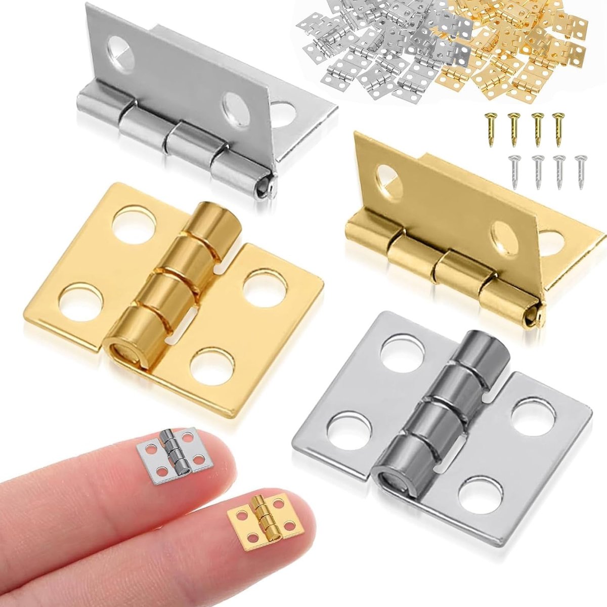 32 Mini Scharnieren met Schroeven, 8mm x 10mm Klap Scharnieren voor DIY Projecten