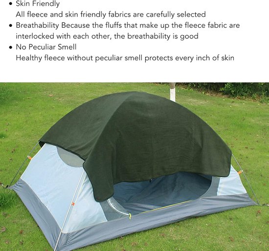 Fleece Slaapzak - Deken Slaapzak - Kamperen en Reizen - Hoge Dichtheid Fleece - 180x150cm - Groen — afbeelding 3