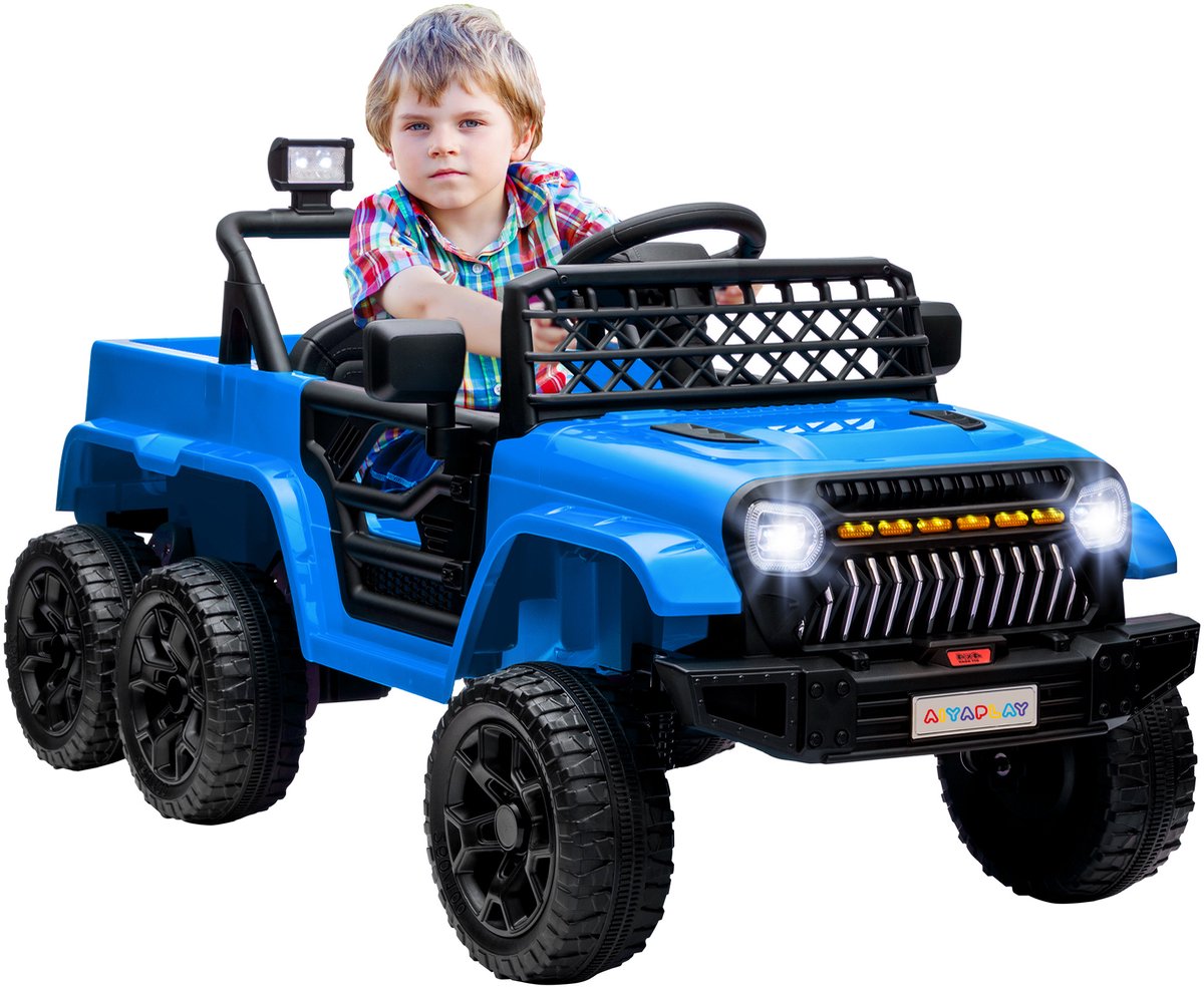 AIYAPLAY Kinder Elektrische Off-road Speelgoedtruck Kunststof, Metaal 122L x 62,5B x 65H cm Lichtblauw